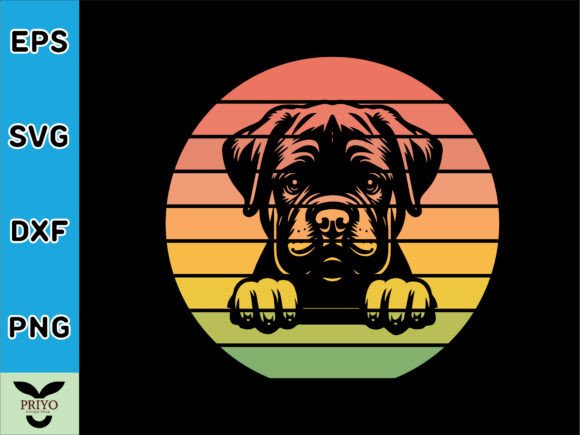 Bullmastiff Dog Peeking Sunset Embroidery
