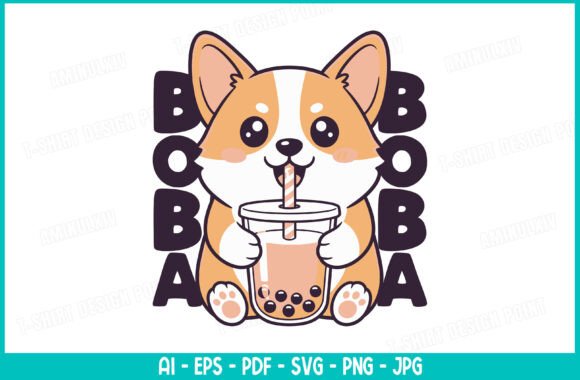 Cute Corgi Boba Tea SVG T-shirt Design Review