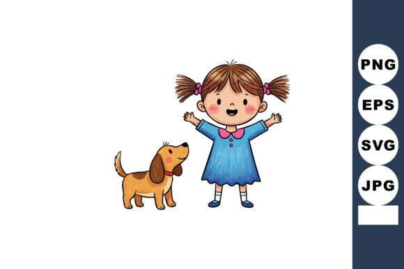 Cute Little Girl with Pigtails Embroidery Design