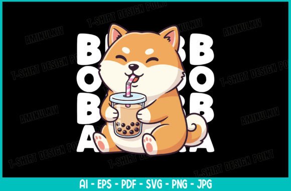 Cute Shiba Inu Boba Tea PNG SVG T-shirt Review