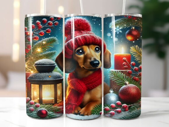 Dachshund Dog Christmas Tumbler Wrap PNG Review