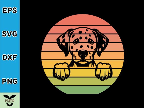 Dalmatian Dog Peeking Sunset Vintage
