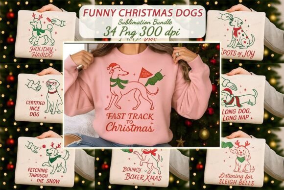 Funny Line Art Christmas Dog Sublimation Bundle Review