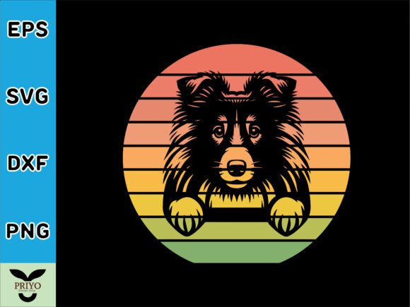 Shetland Sheepdog Dog Peeking Sunset Embroidery Review