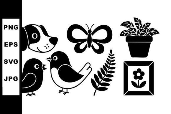 Silhouette Vector of Dog Bird Butterfly Review