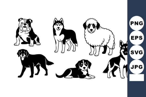 Six Different Dog Breeds Black and White Review