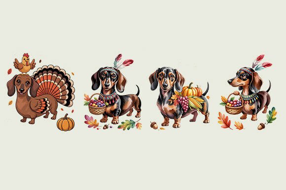 Thanksgiving Dachshund PNG for Embroidery Projects